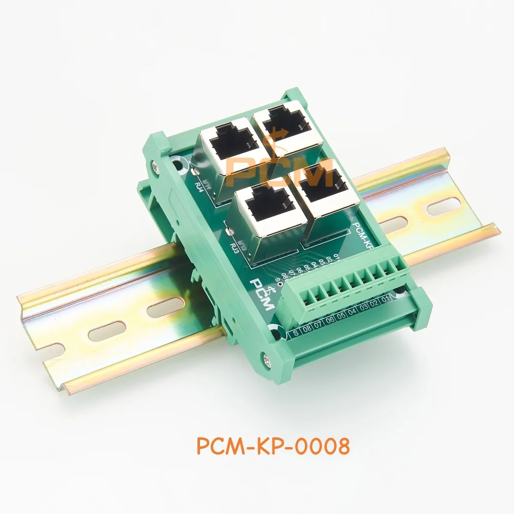 DIN Rail Mount 4 Port RJ45 To Terminal Block Adapter Network Breakout Board For Industrial Ethernet PLC Cabinet Wiring