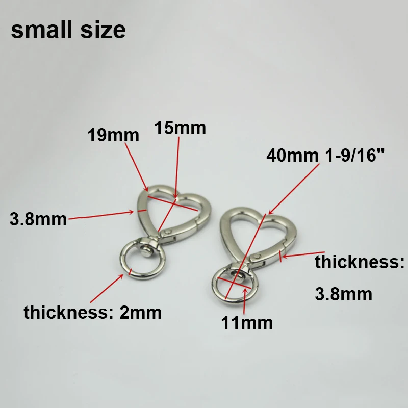 1pcs Metal Heart Shape Swivel Trigger Snap Hook Bag Charm Ornaments Clasps Spring Gate Clips DIY Leather Craft Bag Belt Strap