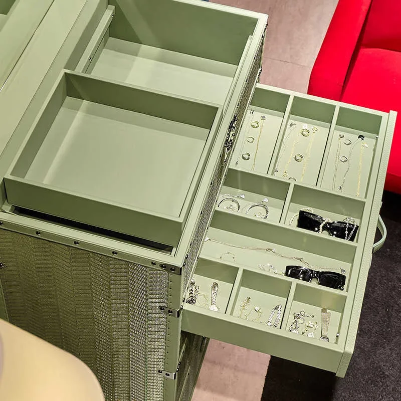 خزانة مجوهرات من الأسلاك النحاسية الإيطالية الفاخرة الخفيفة، خزانة صدر، صندوق صلب عالي الإحساس، منزلية #4