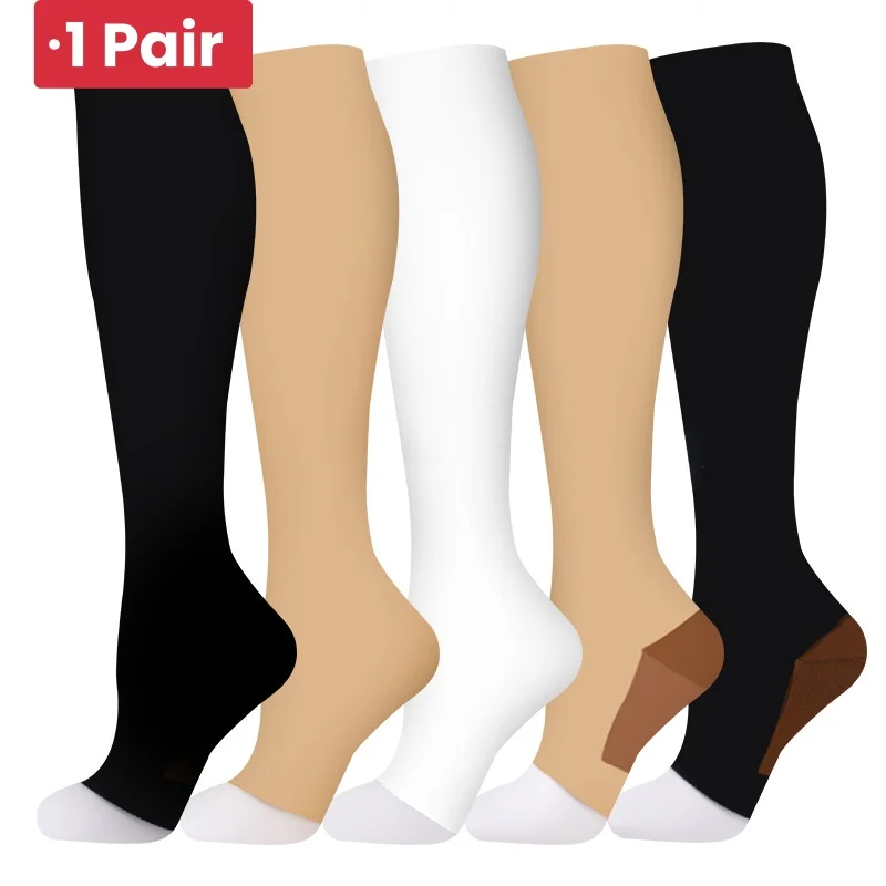 1 Pair Compression Stockings Nurse Prevent Calf Varicose Veins Soreness Pressure Cycling Professional Leg Support Women Socks