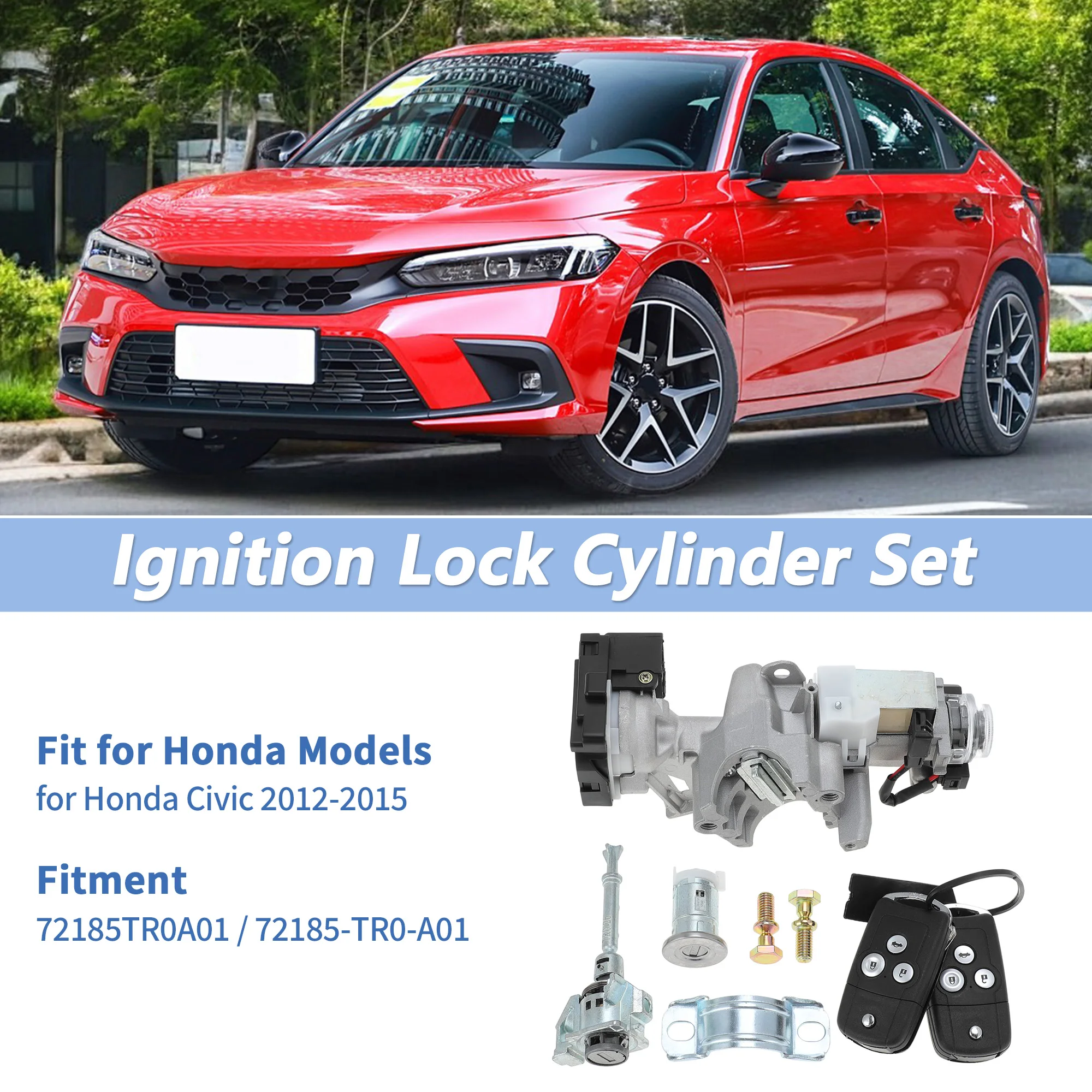 

UXCELL No 72185TR0A01/72185-TR0-A01 Цилиндр замка зажигания и дверной замок топливной крышки Замок цилиндра переключателя зажигания