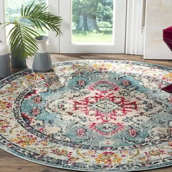 Tapis rond vintage pour salon, tapis de luxe persan, décor de chambre à coucher, lavable, lea, non-ald, polymères de sol