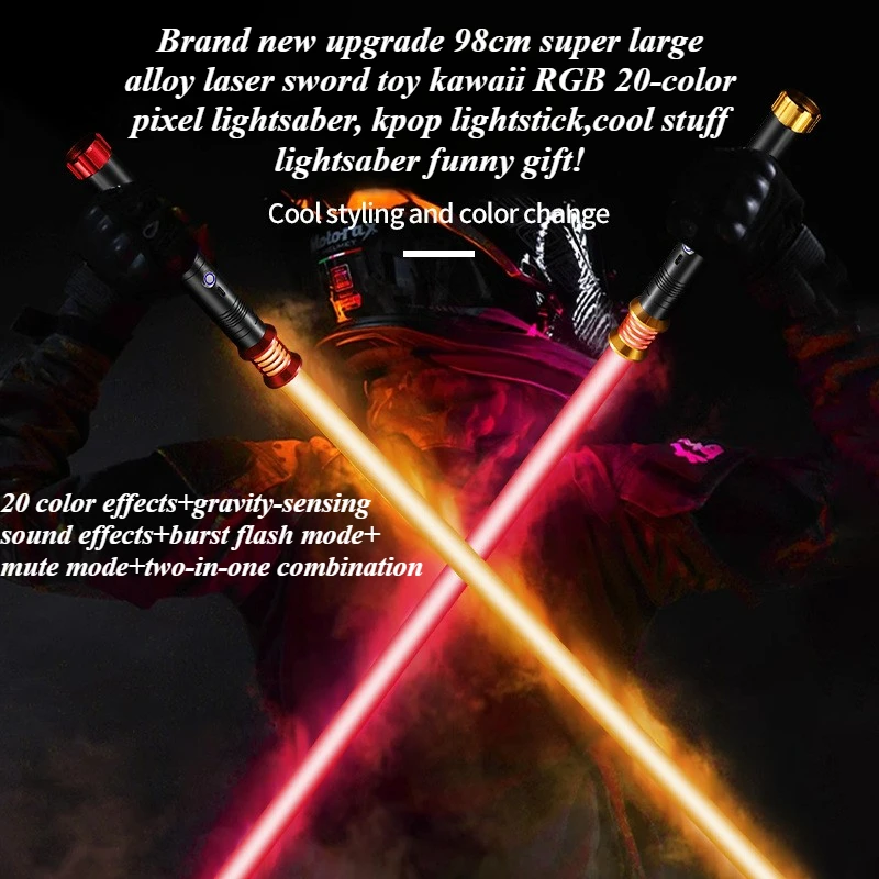 

Крутой световой меч-игрушка 98 см из суперсплава, лазерный меч с RGB-подсветкой (20 цветов), пиксельный световой меч, K-pop лайтстик, игрушки для детей