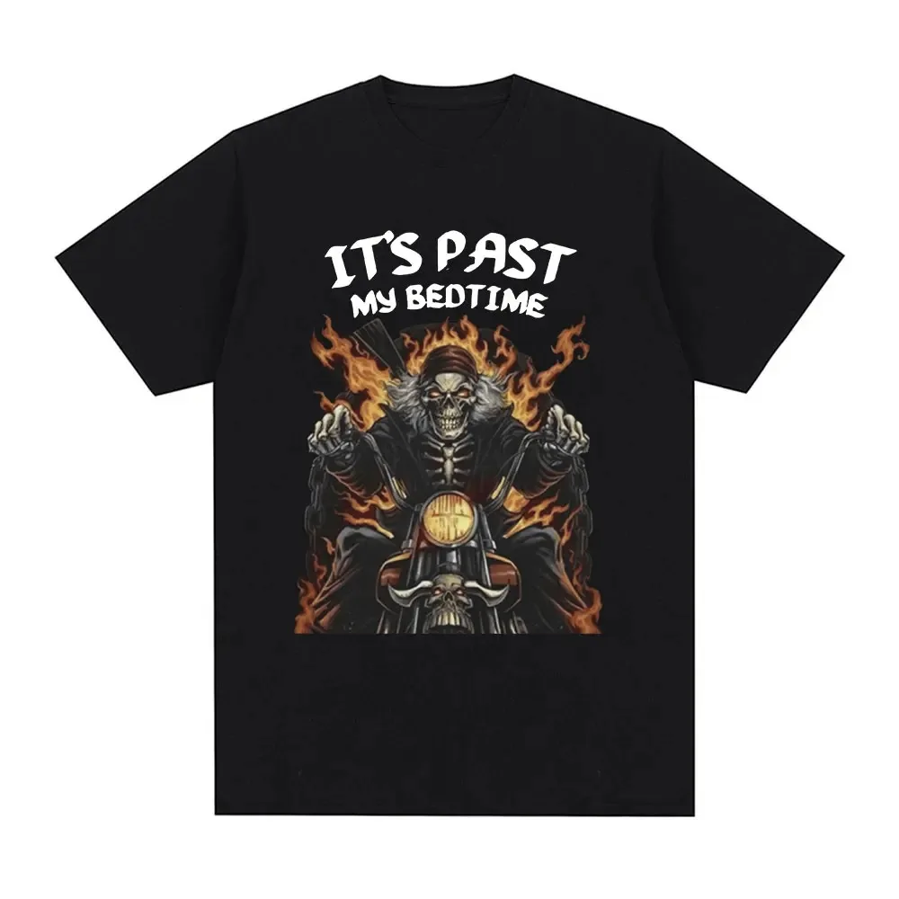 Funny It's Past My Bedtime Skeleton Meme T-shirt Men Cotton Short Sleeve T Shirt Fashion Casual Vintage Cozy Oversized T-shirts