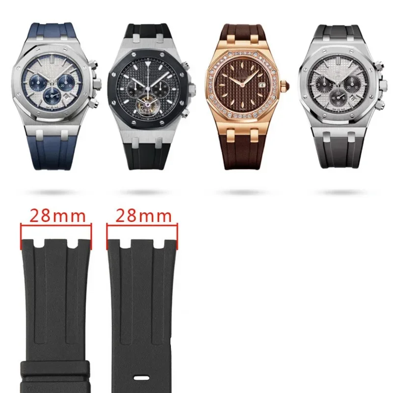 28Watchband for AP Audemars and Piguet Rubber Watch Strap Royal Oak Offshore 26400 Waterproof Sweat-Proof Silicone Watch Strap