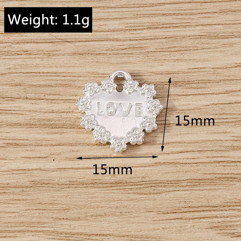20 stücke 14x16mm niedlichen Gold Silber Farbe Legierung Liebe Herz Charms Anhänger für Schmuck Herstellung Ohrringe Halsketten Armbänder DIY Geschenke – Detail 16