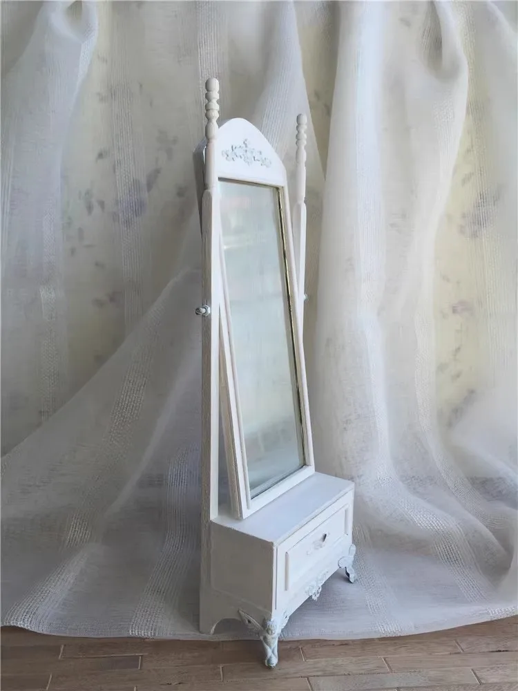 1:6 1:8 Domek dla lalek Mini model Akcesoria meblowe Retro Gablota Pełne lustro Bjd Blyth Żołnierz Lol miniaturowy wystrój