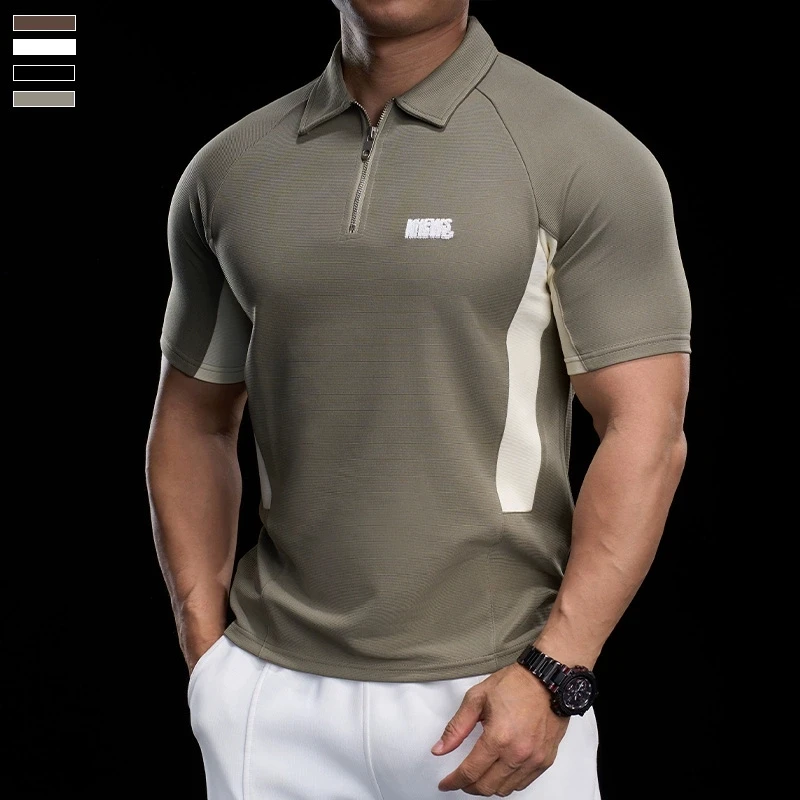 

Spring/Summer Men's Sports Running Training Jacket with Collar Polo Shirt
