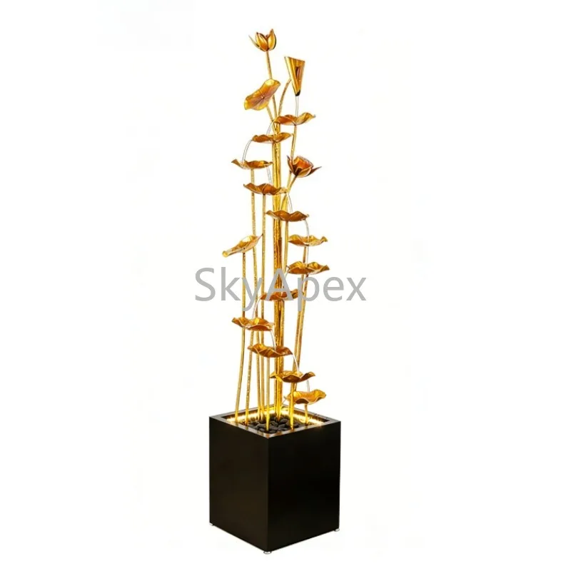 Wohnzimmer High End Gold Glück Fließendes Wasser Boden Ornament Zirkulierende Wasser Funktion Brunnen TV Schrank Seite Sile Dekoration