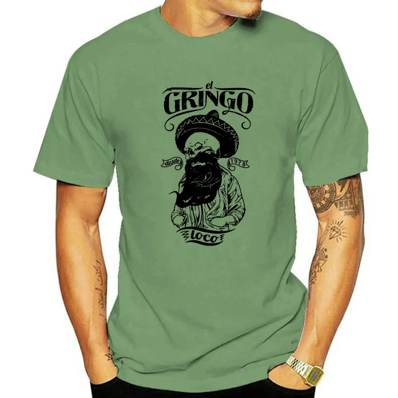 T-Shirt - El Gringo Loco - Skull Beard Beard Old School Mexican Top S M L Xl Xxl Adults Casual Tee Shirt