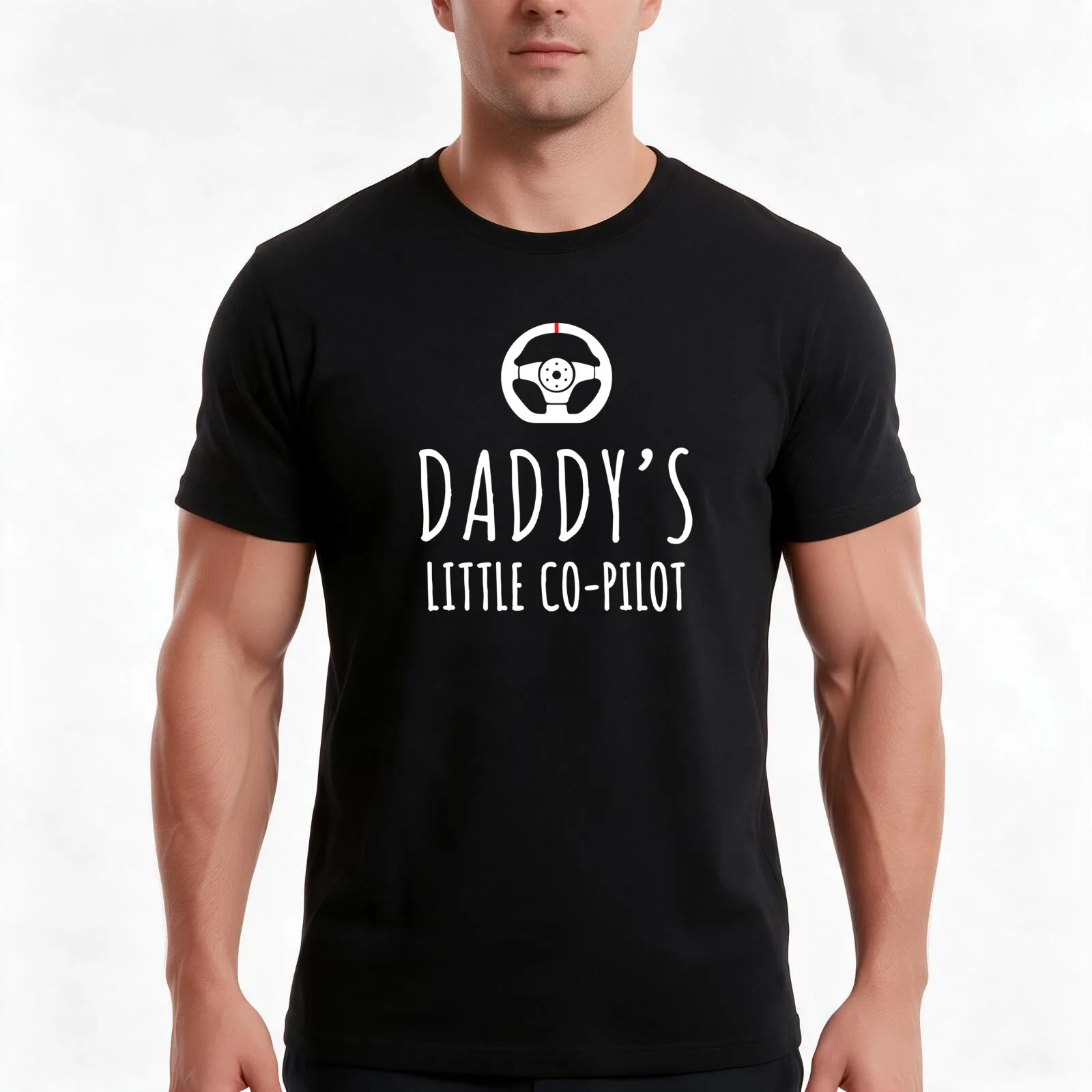 Daddys little co-pilot T-Shirt, Summer Casual Cotton Tee, Oversized Streetwear Tops, Vintage Graphic Print, Unisex Men Women