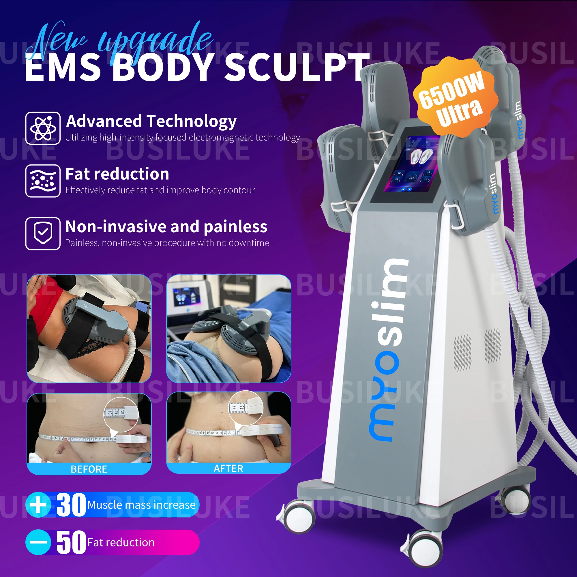 

Магнитный миостимулятор EMS 6500 Вт для коррекции фигуры, похудения и формирования мышц груди, пресса и талии