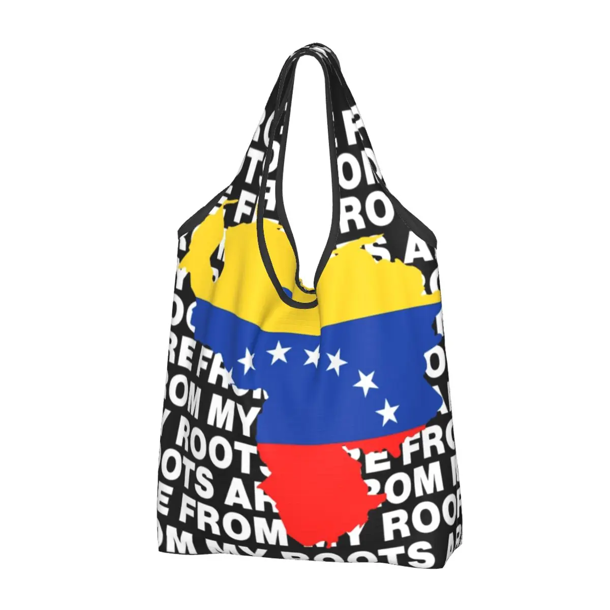 My Roots Are From Venezuela Shopping Bags Women Portable Large Capacity Groceries Republic of Venezuela Pround Tote Shopper Bags