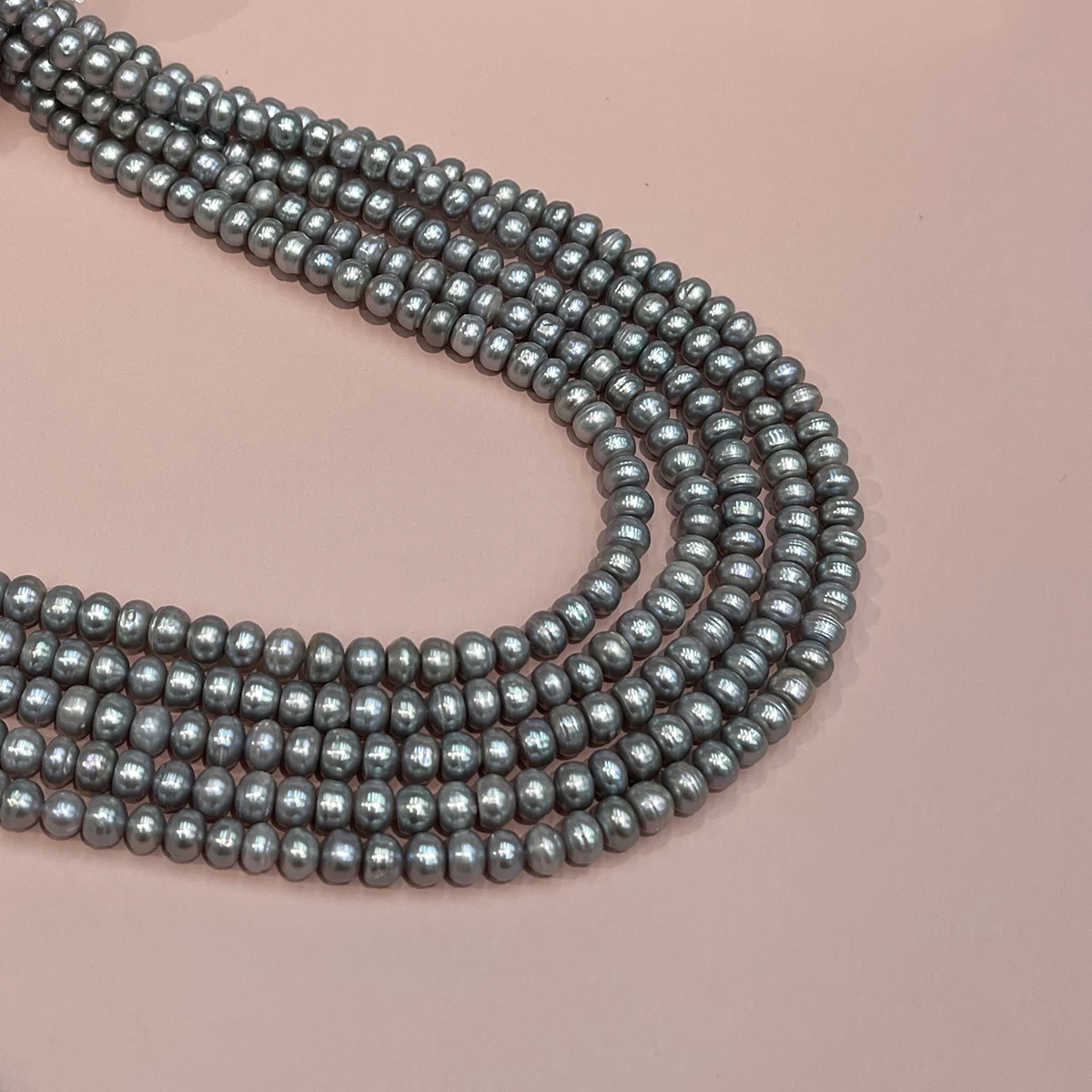 7-8mm Natürliche Süßwasserperlen Graue Abacus-Perlen Bestrahlte Perlen für Schmuckherstellung DIY Halsketten Armbänder Zubehör 36cm – Detail 1