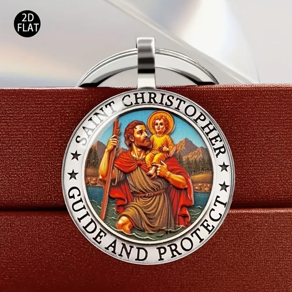 6/12/60 Sets 2D St. Christophorus Medaillen-Schlüsselanhänger aus Zinklegierung mit Karte & Tasche, Unisex, für Auto, Rucksack, Partyzubehör, Gastgeschenke, Großhandel – Detail 6