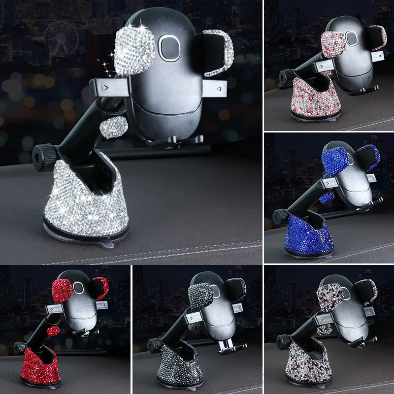 

Crystal Rhinestone Car Mobile Phone Holder Suction Cup GPS Holder 360 Degree Rotation Stand Universal Auto Interior Accessories