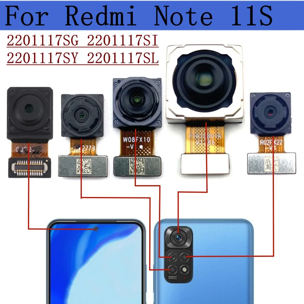 Front Back Camera For Xiaomi Redmi Note 11S Note11S 4G 5G Rear Backside Selfie Frontal Facing Camera Module Flex Cable