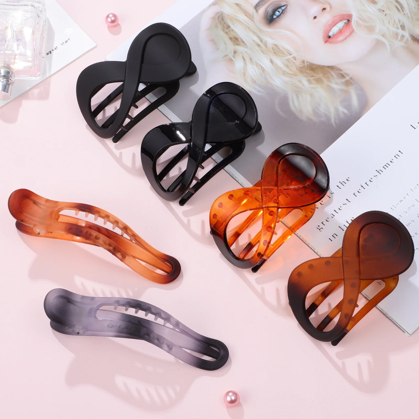 

6 pcs Claw Clips Strong Grip Large Small Hair Clamps Premium Acrylic French Style Women Girls Accessories For Thick Thin Hair