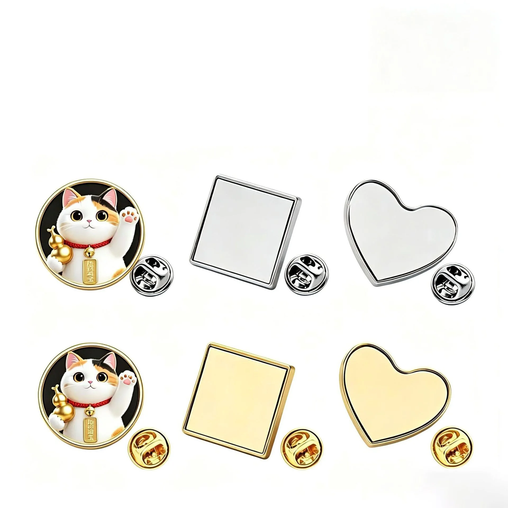 20sets Sublimation Name Buttons Metal Badge Heat Press Brooch Pin Badge Blank For School/Office/Business Creative Gift