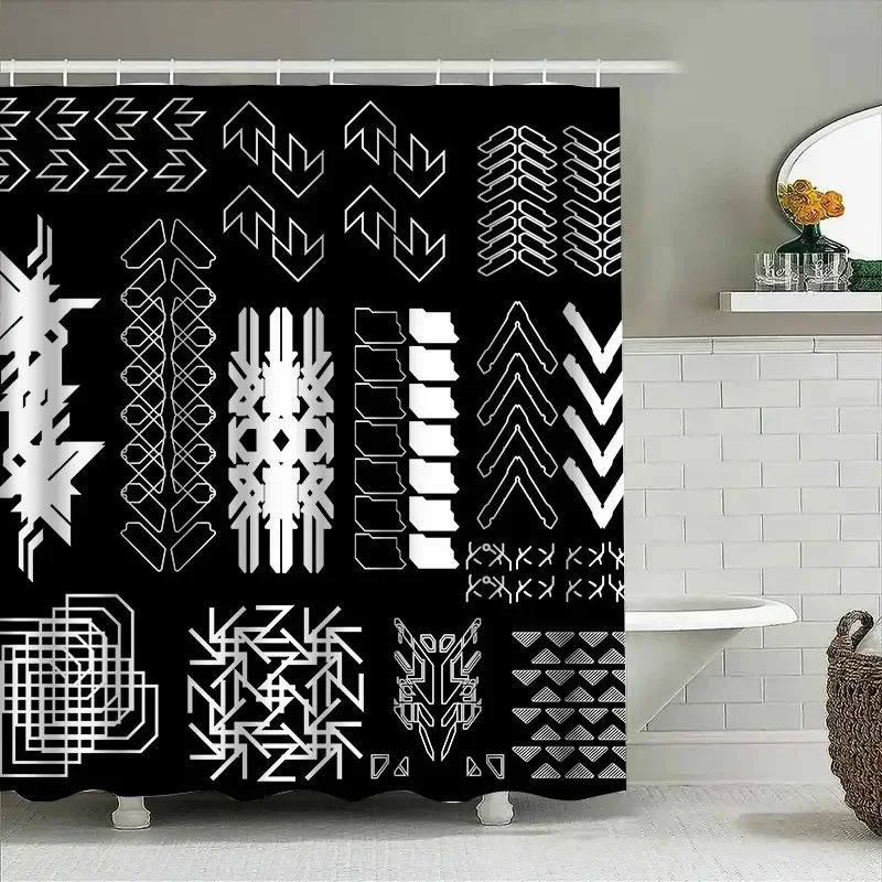 

Современная геометрическая занавеска для душа, черно-белая водонепроницаемая занавеска для декора ванной комнаты, настенные гобелены для украшения дома