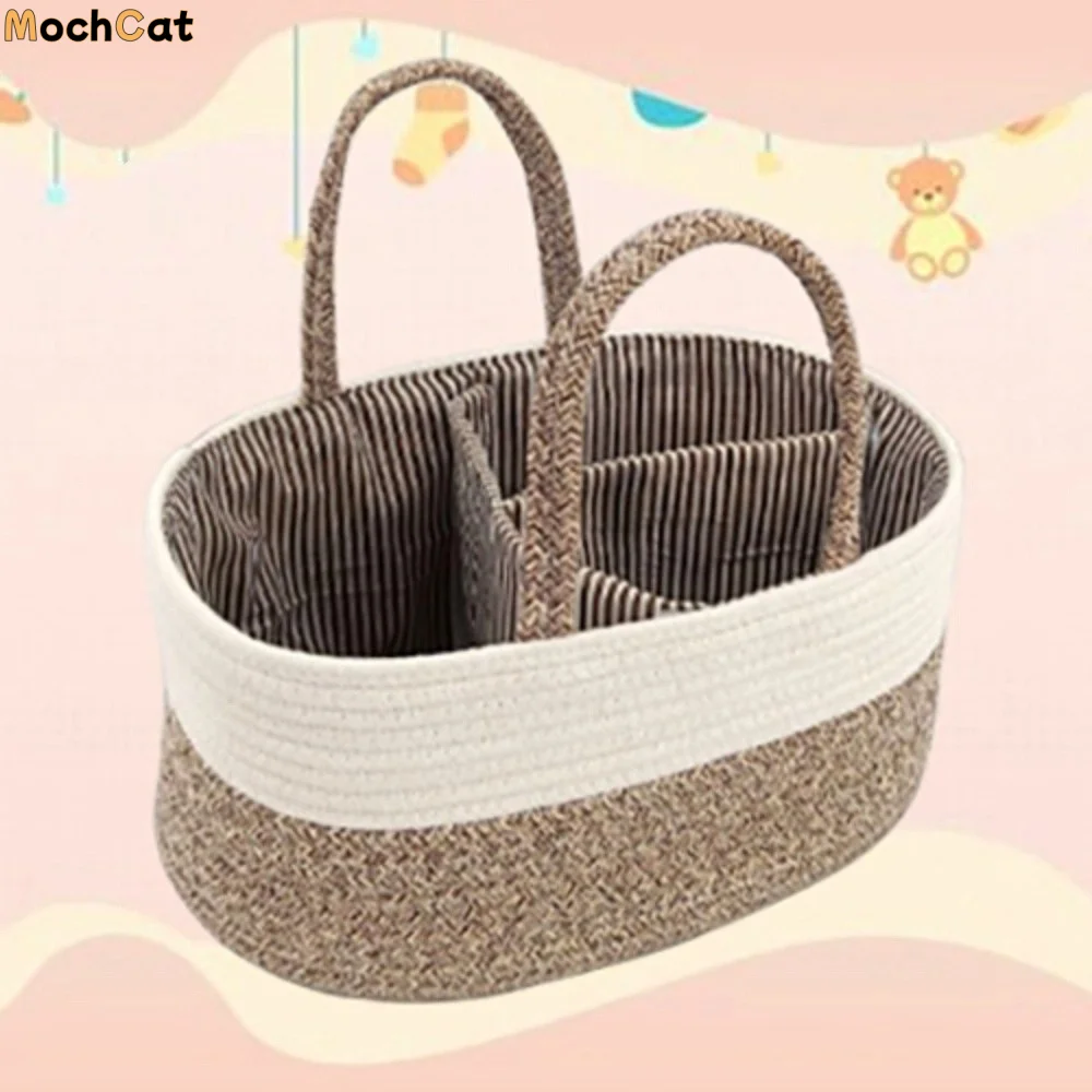 

Convenient Diaper Storage Basket Hand-Held Cotton Thread Baby Diaper Bag Large Capacity Tote Bag Mommy Handbag Baby Care