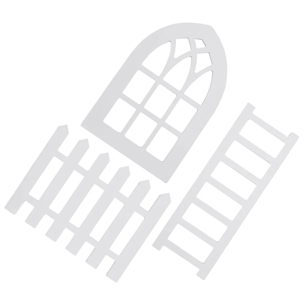 

Fresh Farmhouse Style Tier Tray Decor Ornaments Rustic Wooden Ladder Fence Window Accessories Tabletop Centerpieces 3pcs