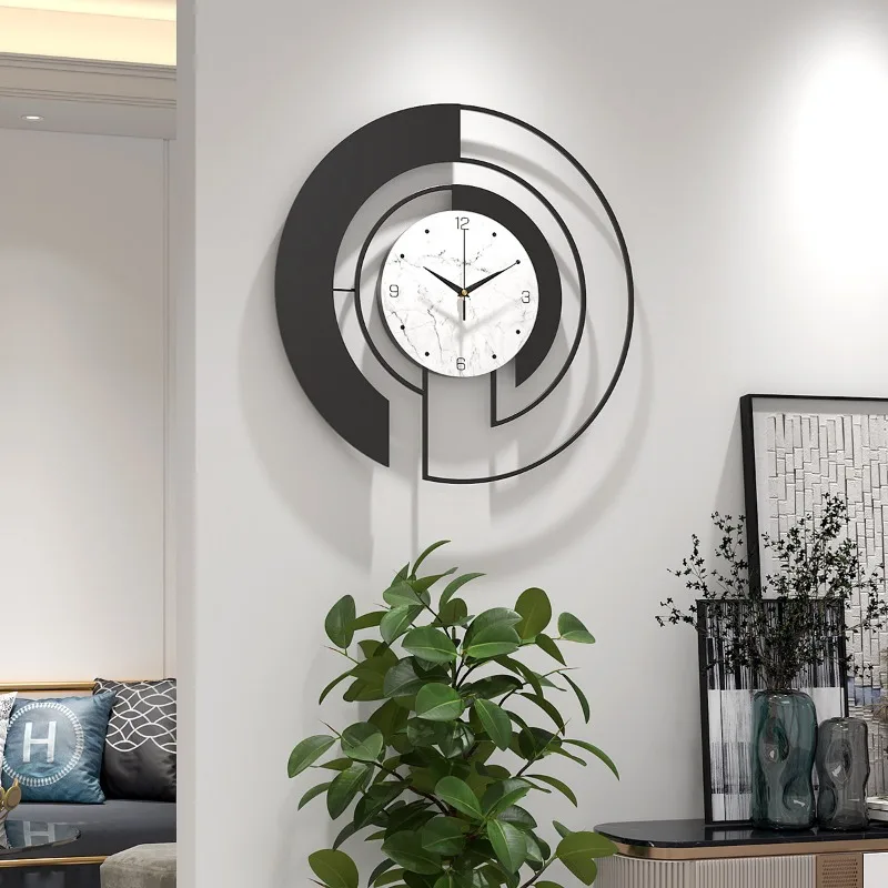 Stylish Nordic Decorative Clock Creative Round Iron Wall Clock Living Room Modern Decorative Watches Quartz Silent Sweep Seconds