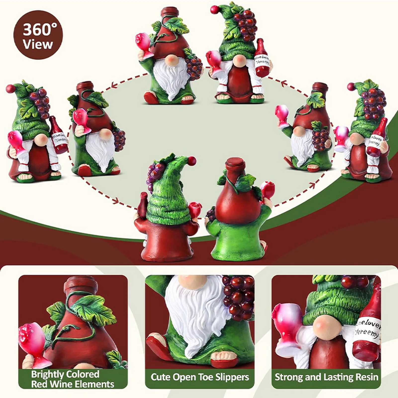 Fairy Garden Mini Gnomes Statue Resin Moss Micro Landscape Decoration Mini Dwarf Red Wine Fruit Gnome Party Table Ornaments