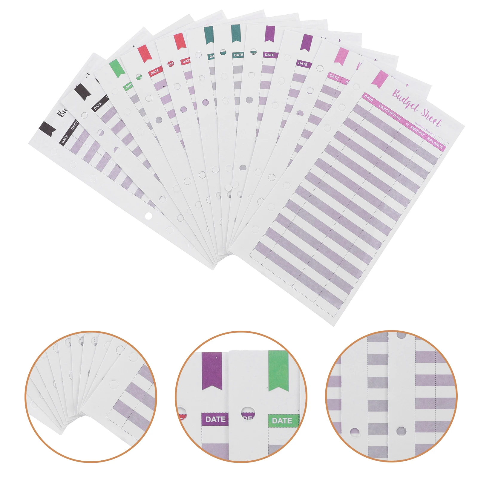 

Sheet Inserts Cash Budget Refills Punch Hole Design Office Home Use Business Expense Tracker Cards Daily Budget Management
