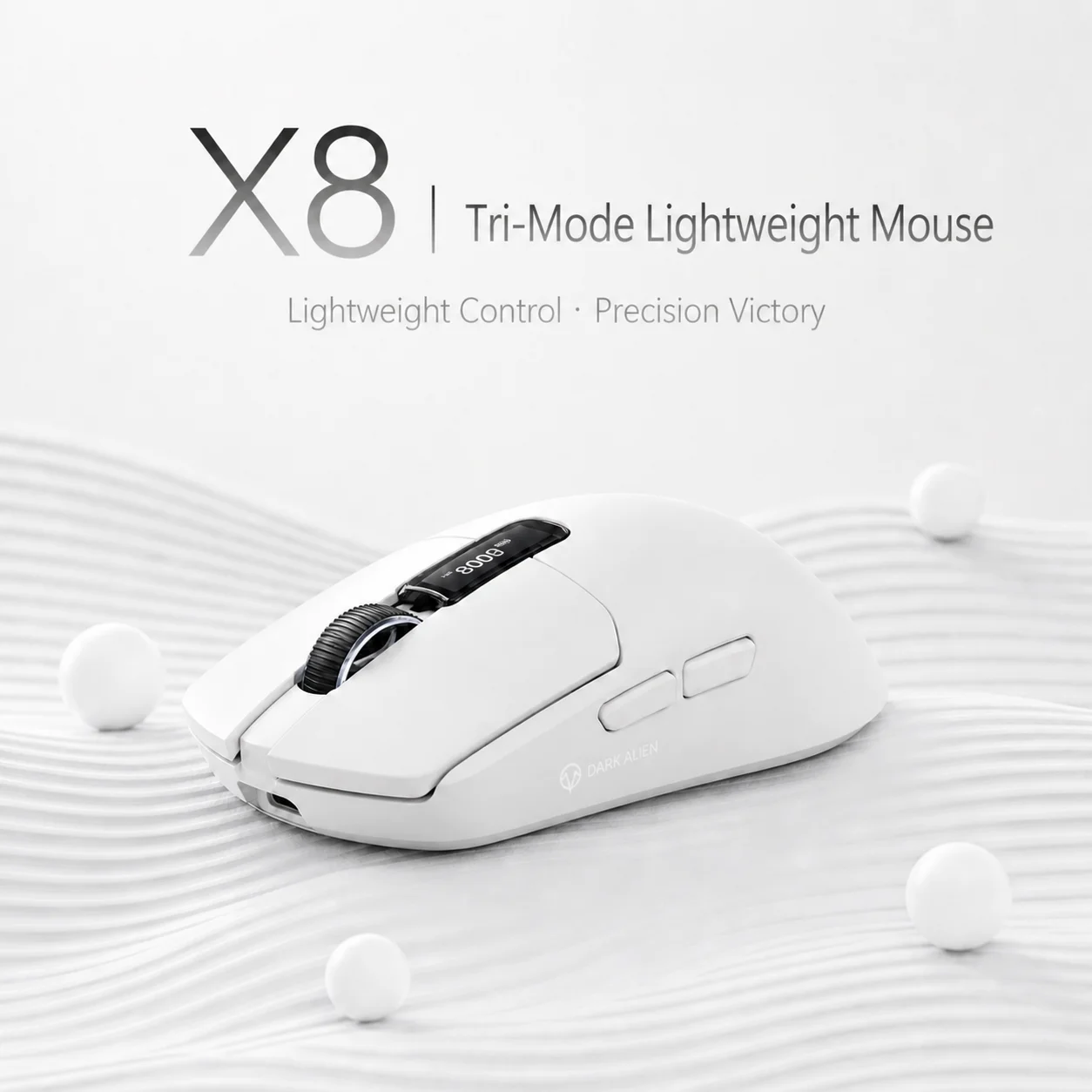 X8 Tri-Mode Wireless Gaming Mouse PAW3311 24000DPI Lightweight Gamer Mice with Smart OLED Display Swappable Double Battery 1000H