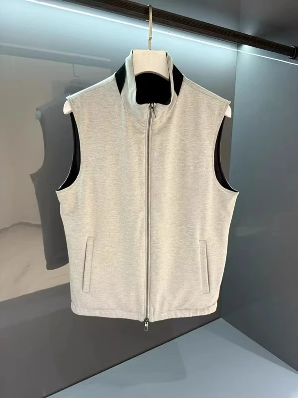 

Italy LP double-sided wear 25aw stand-up collar embroidered wool-blend vest