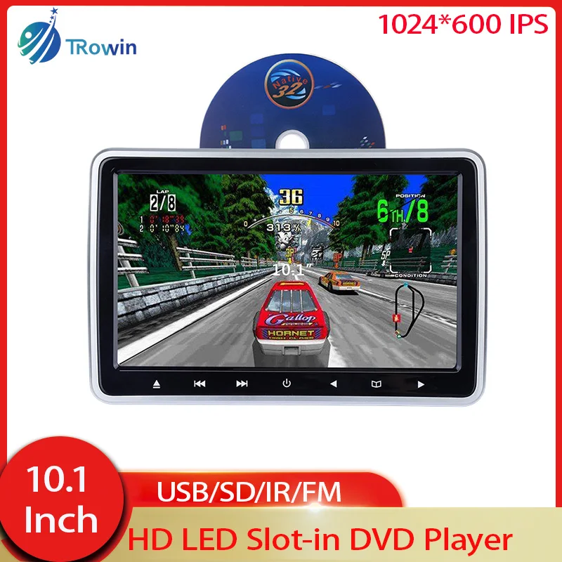 

Car Seat Back Headrest Car Slot-in DVD Radio Monitor 10.1 Inch Touch Screen 1024*600 IPS USB/SD/IR/FM Multimedia Player