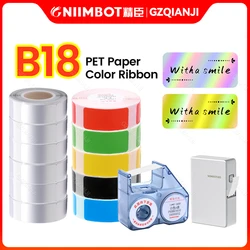 Il rotolo di carta per etichette in PET a trasferimento termico Niimbot B18 mantiene 8-10 anni il nastro di carbonio colorato per l'ufficio del creatore di etichette portatile termico