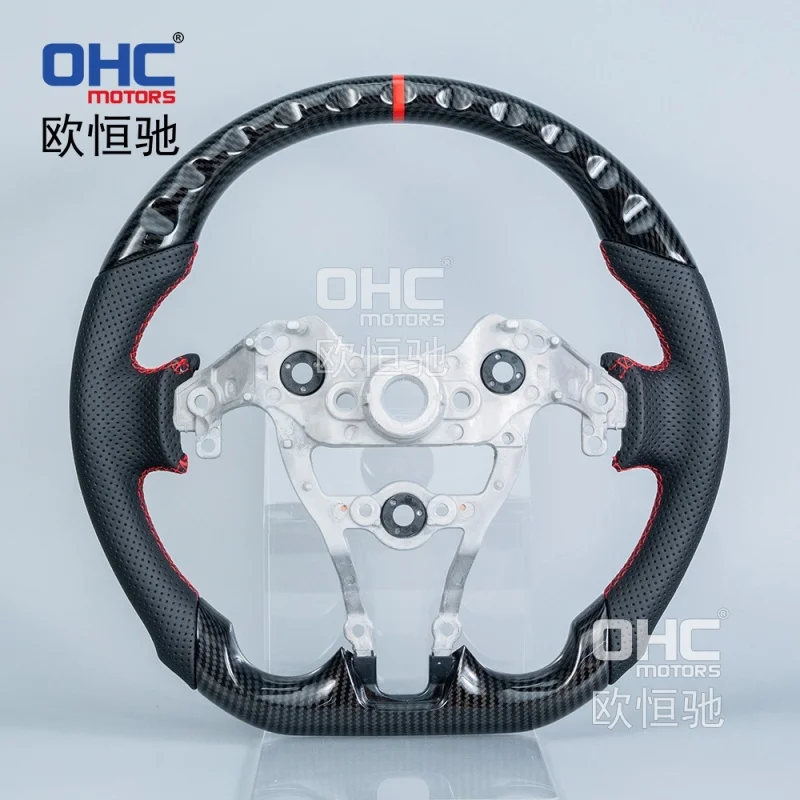 For Elantra N/GT/I30N the modern  perForated imitation carbon fiber pattern modified D-shaped sports steering wheel
