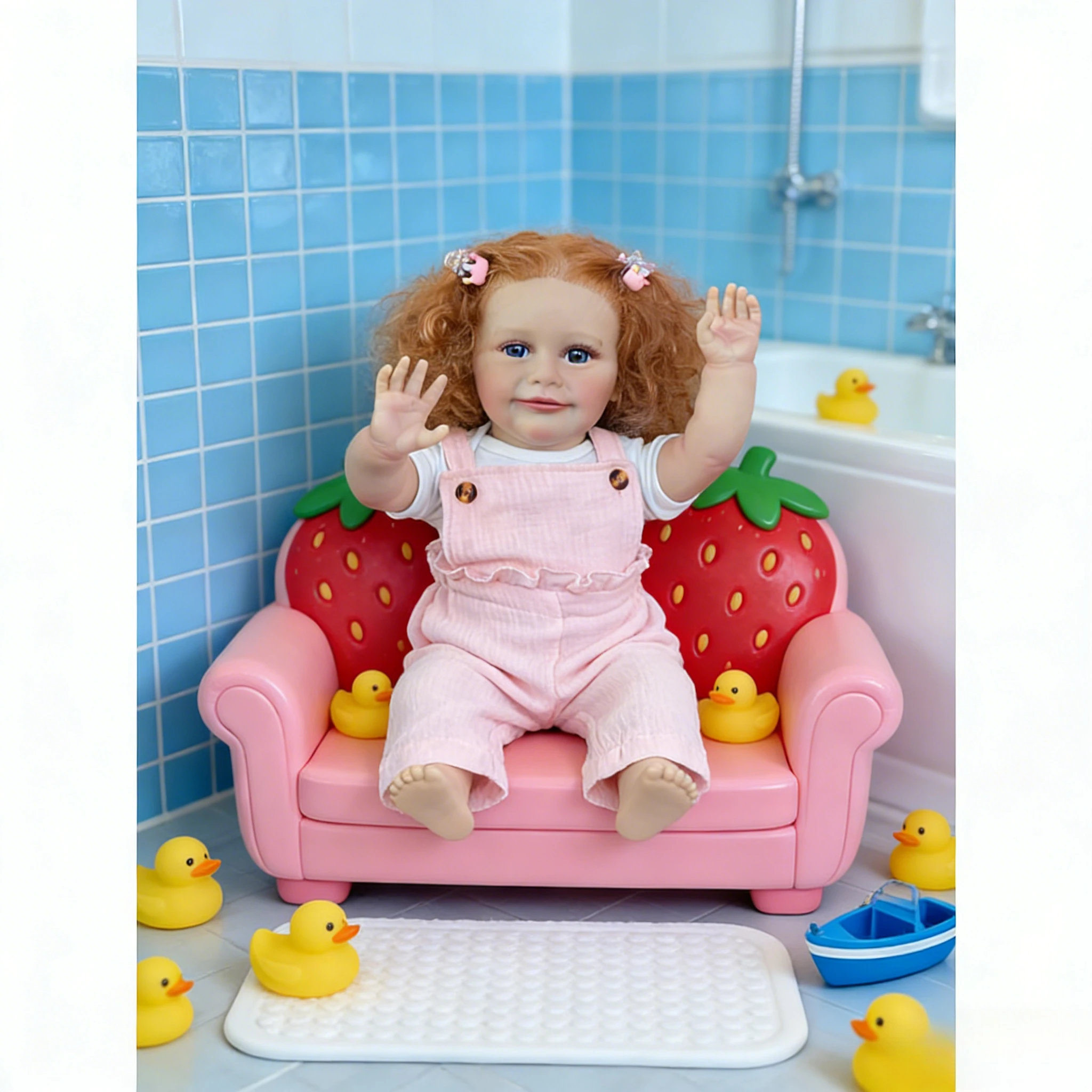 Zoe 55cm Cute Baby Doll, Soft Cotton Body Doll with Blue Eyes and Rooted Red Hair, Perfect Baby Toys for Kids
