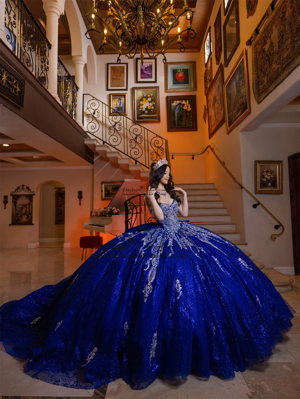 Vestido de Baile Mexicano para Quinceañera com Renda Aplicada, Vestido de Aniversário de 16 Anos, Vestido de 15 Anos com Ombro a Ombro Personalizado