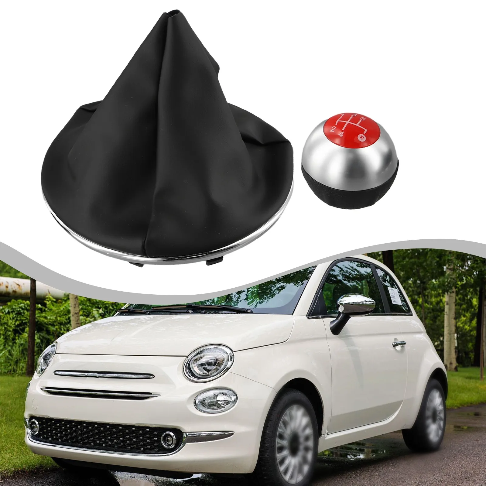 For Fiat 500 Gear Shift Knob and Sleeve Set for 2012 2018 5 6 Speed Design for Effortless Vehicle Interior Upgrade
