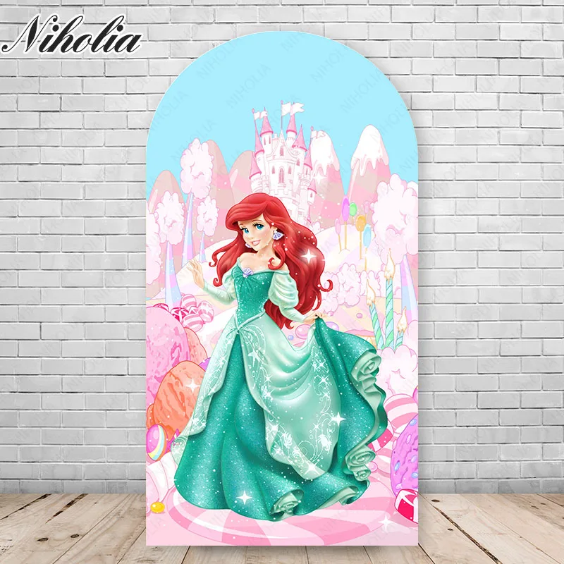 Disney Princess Girl Party Arch Backdrop Photobooth Cloth Children Girls Birthday Arch Cover Background Wedding Wall Photozone