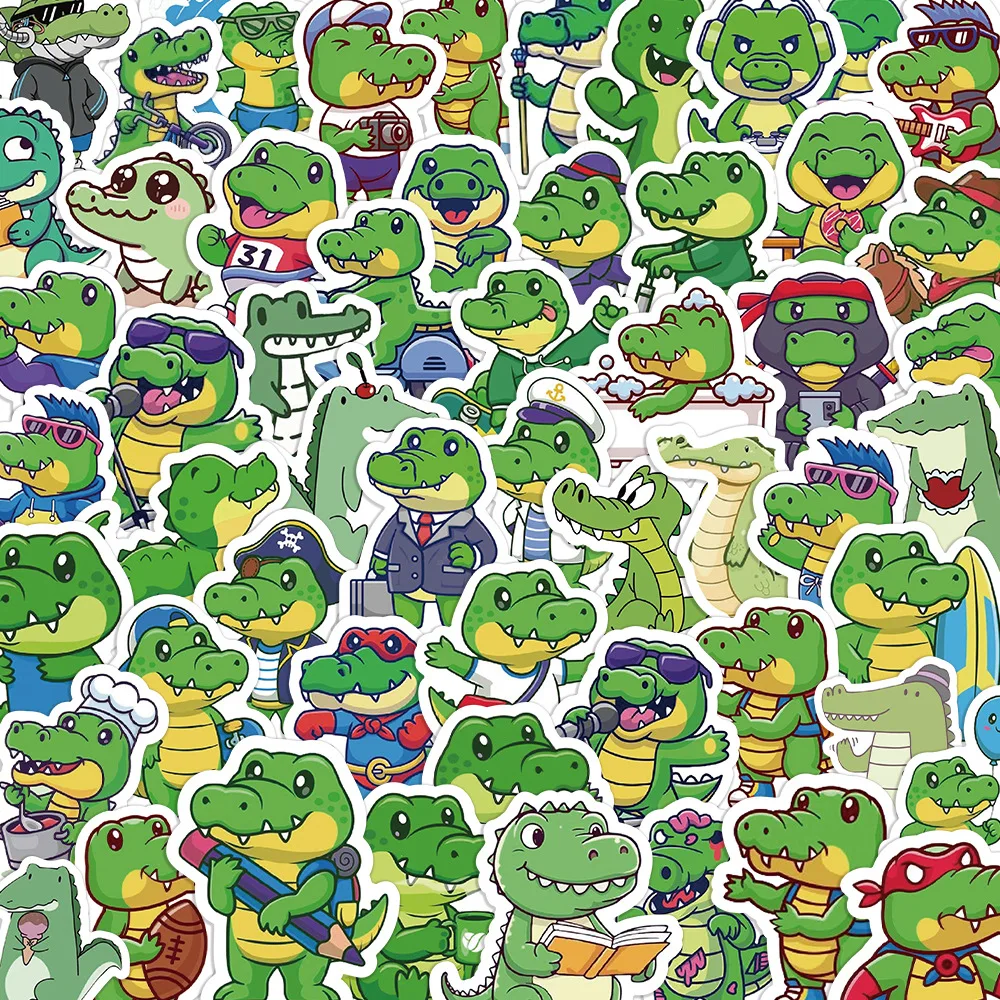 

10/60PCS Cartoon crocodile series Cute Graffiti Stickers Suitcase Laptop Phone Guitar Skateboard Personalized Decoration Sticker