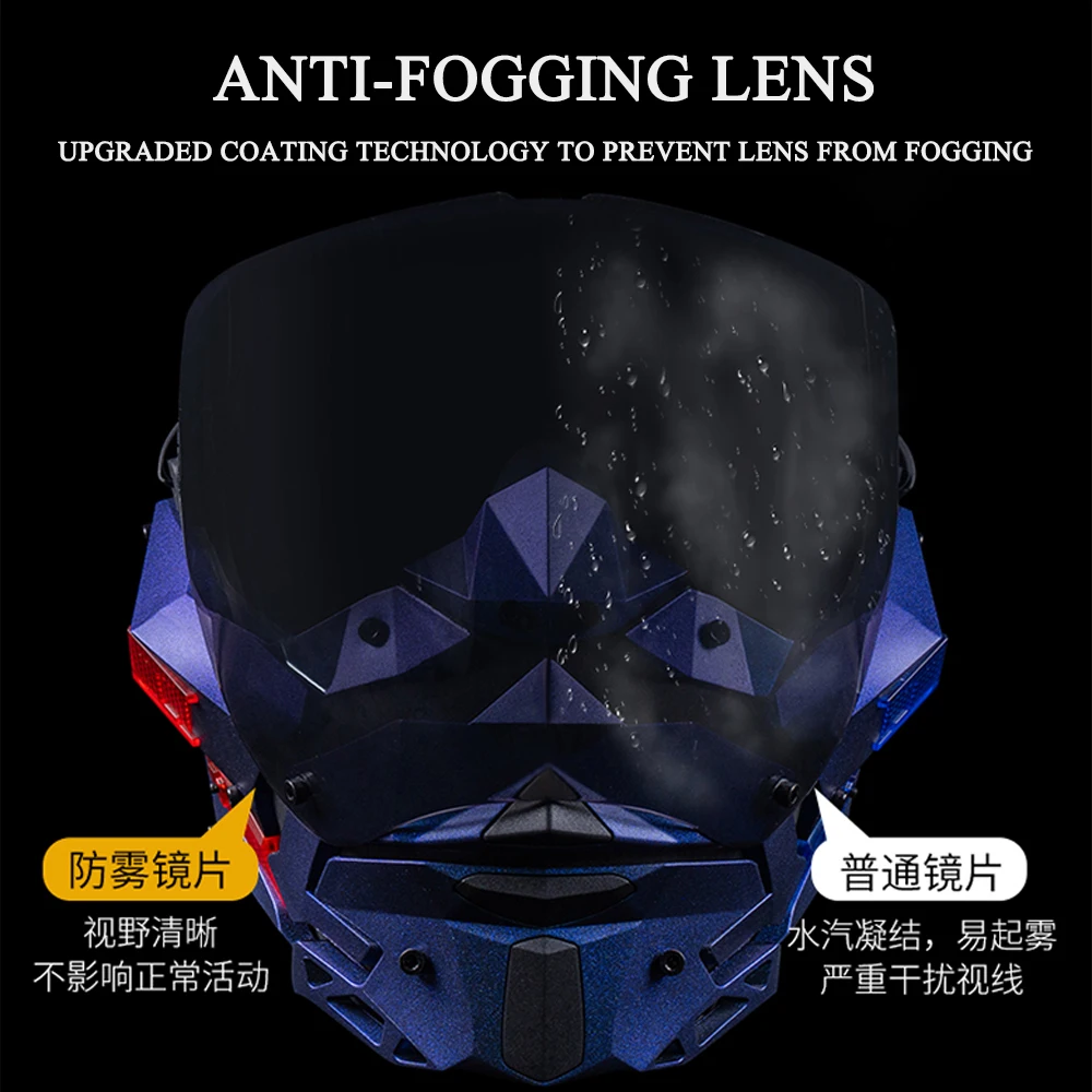 Masker malam taktis baru Masker komandan cyberpunk anti-kabut pelindung wajah penuh yang dapat dilepas dengan lampu di sisi kiri dan kanan untuk game CS