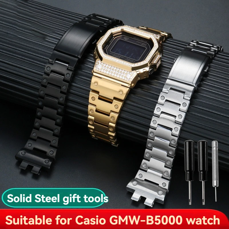 

Комплект модов из нержавеющей стали для CASIO G-SHOCK GMW-B5000 — металлический корпус безеля, цельнометаллический ремешок для 3459 gmwb5000, мужской ремешок для часов