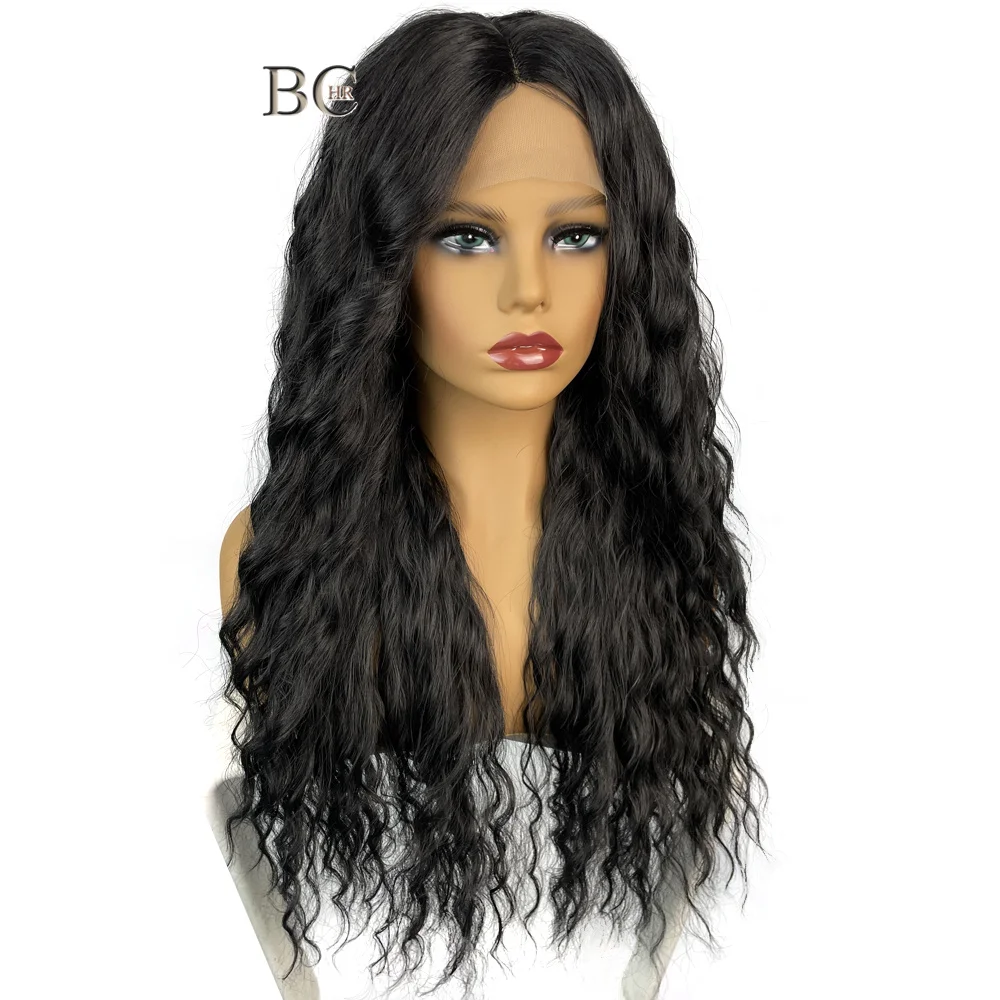 Lace Front Wig Synthetic  26 Inches  Long  Natural Black Wave  Afro Curly Women  Lace Frontal Hair Wig