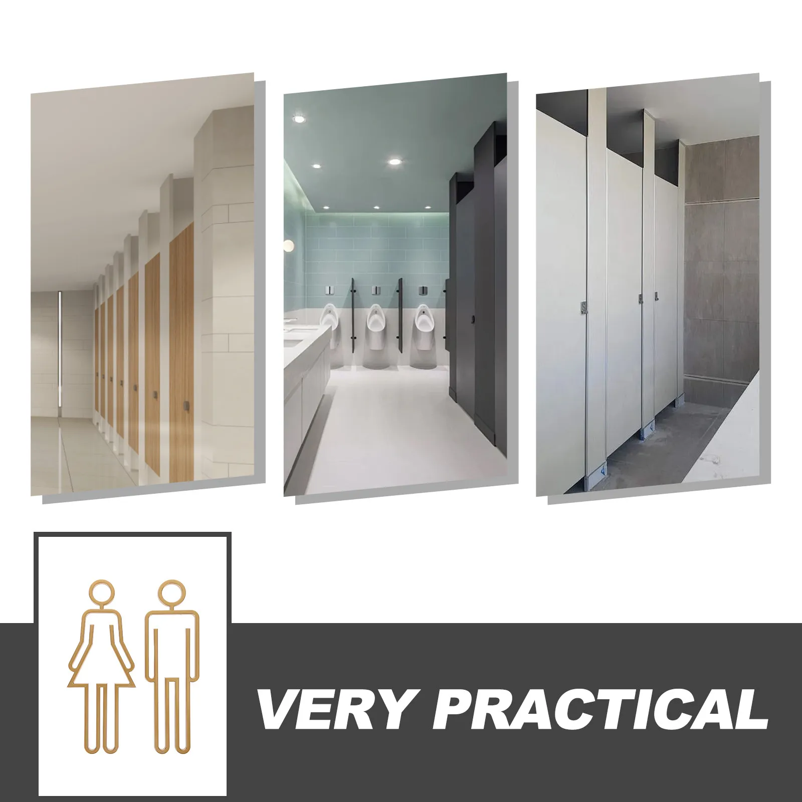 1Pair Toilet Identification Plate Sturdy ABS Material Washroom Marker Bathroom Door Sign Restroom Guidance Toilet Notice Plaque