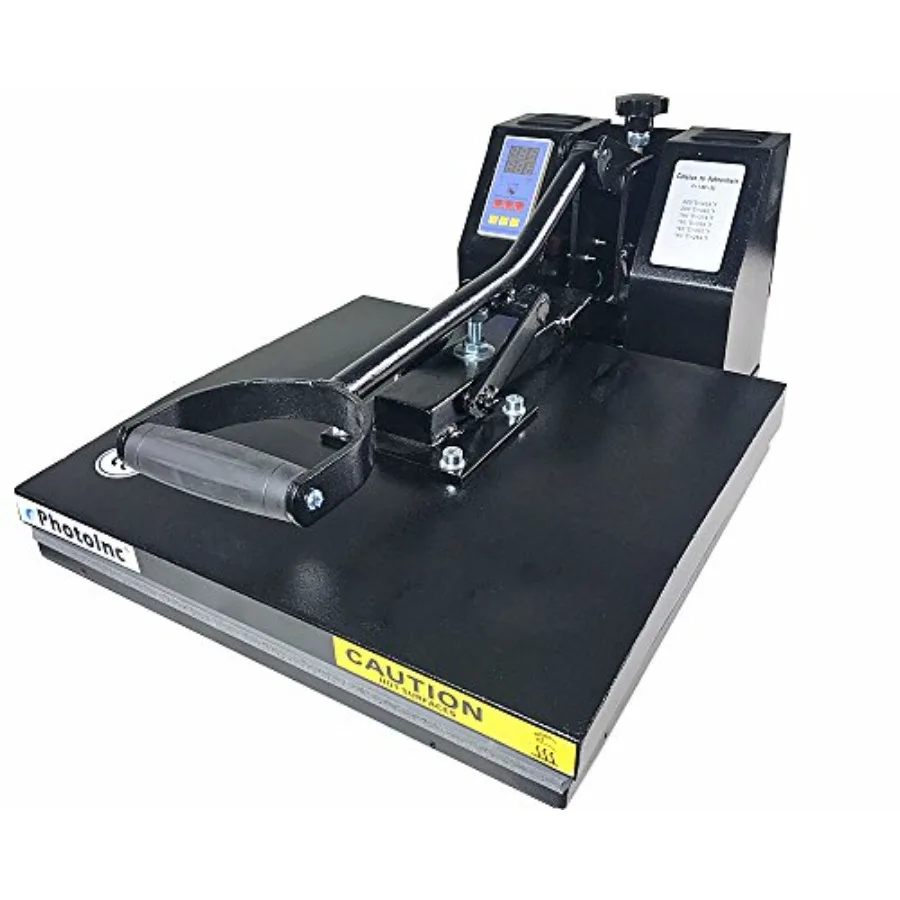 

T Shirt Heat Press Machine for apparel decoration, black metal construction, sleek black color, precise temperature and time co