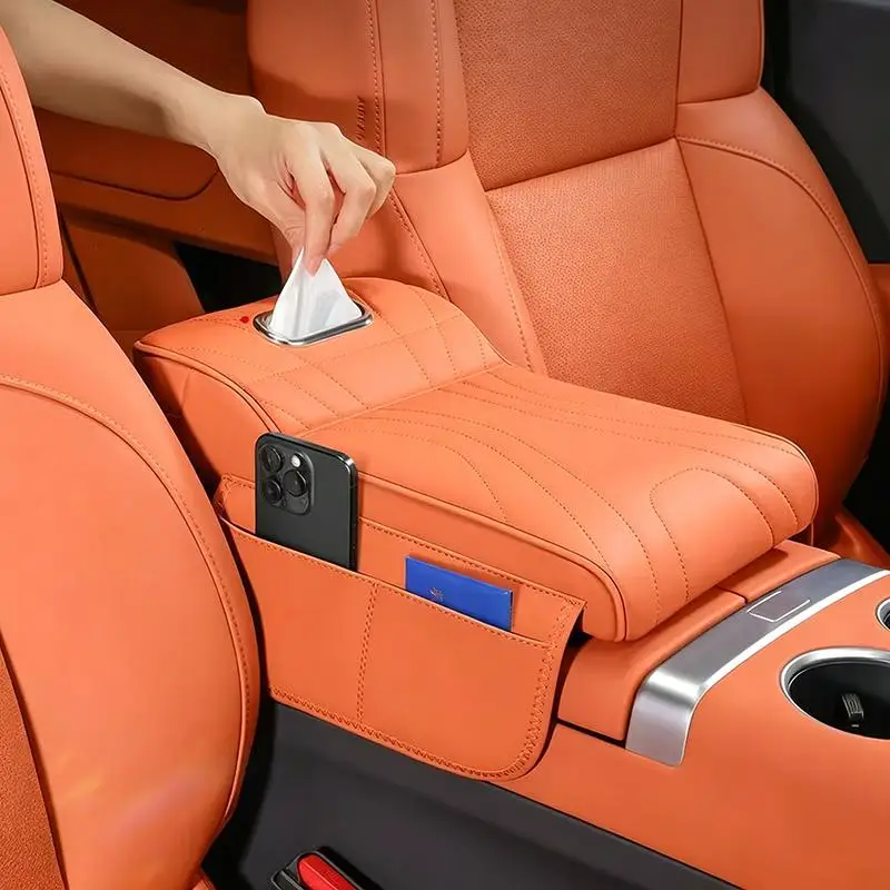 Memory Foam Car Armrest Booster Pad 2026 New Waterproof Surface with Storage Pocket Universal for All Vehicle Types