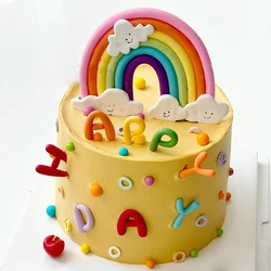 Rainbow Cake Topper, English Letters Happy Birthday Cake Topper, Colorful Letters Rainbow for Kids 1st Birthday Party Supplies