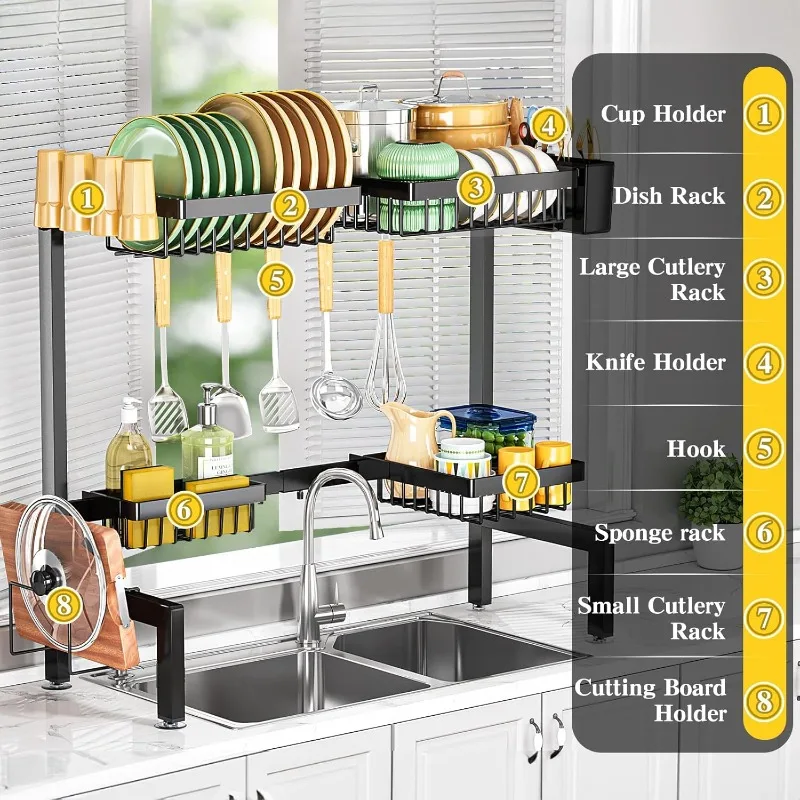 Over The Sink Dish Drying Rack, fits All Sinks (24.8