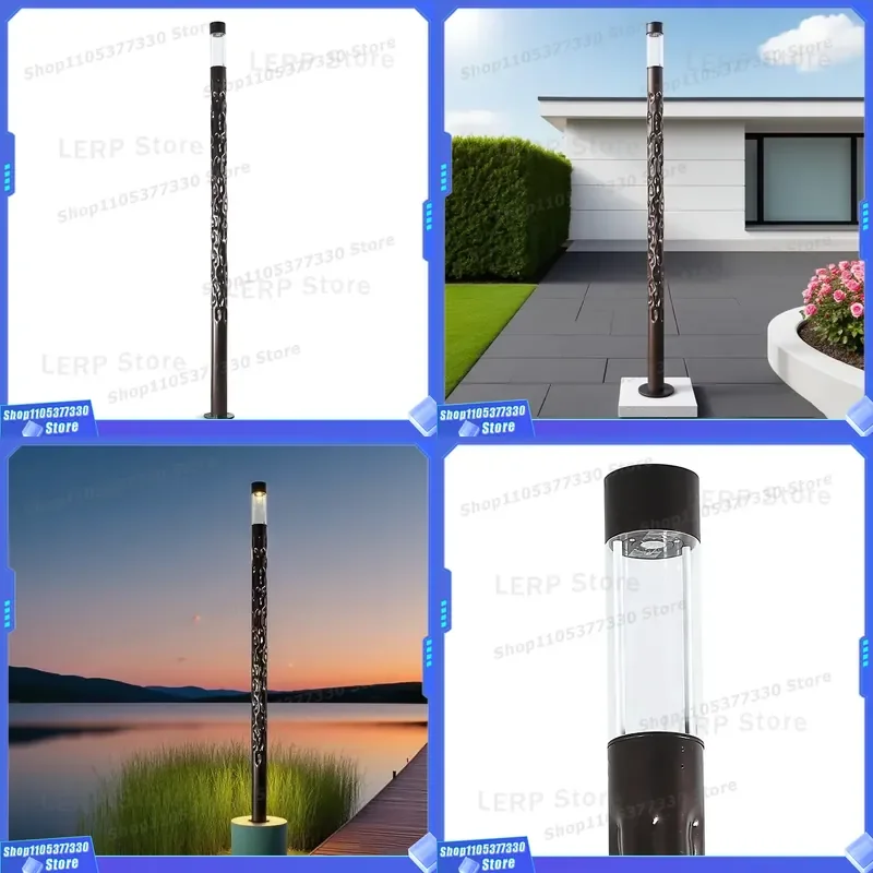 Modern Aluminum LED Street Light Pole Outdoor Waterproof Garden Lamp Post Contemporary Design for Pathway Yard Decoration