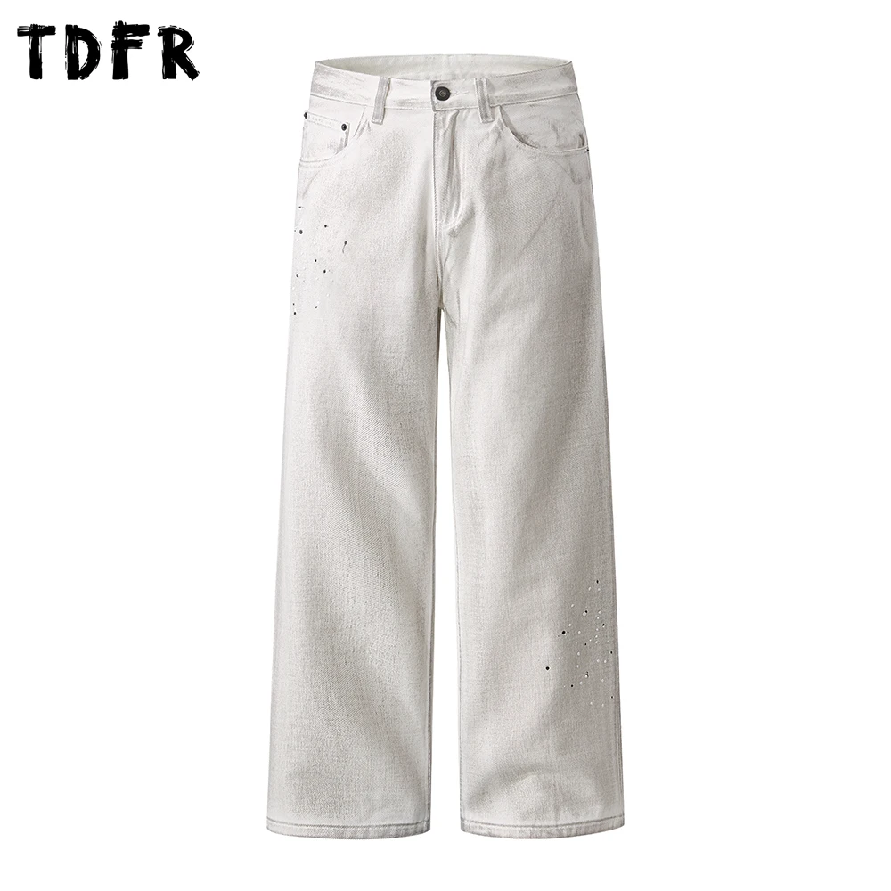 

Повседневные брюки с потертостями, мужские карманные осенне-зимние повседневные мешковатые широкие брюки, мужские брюки