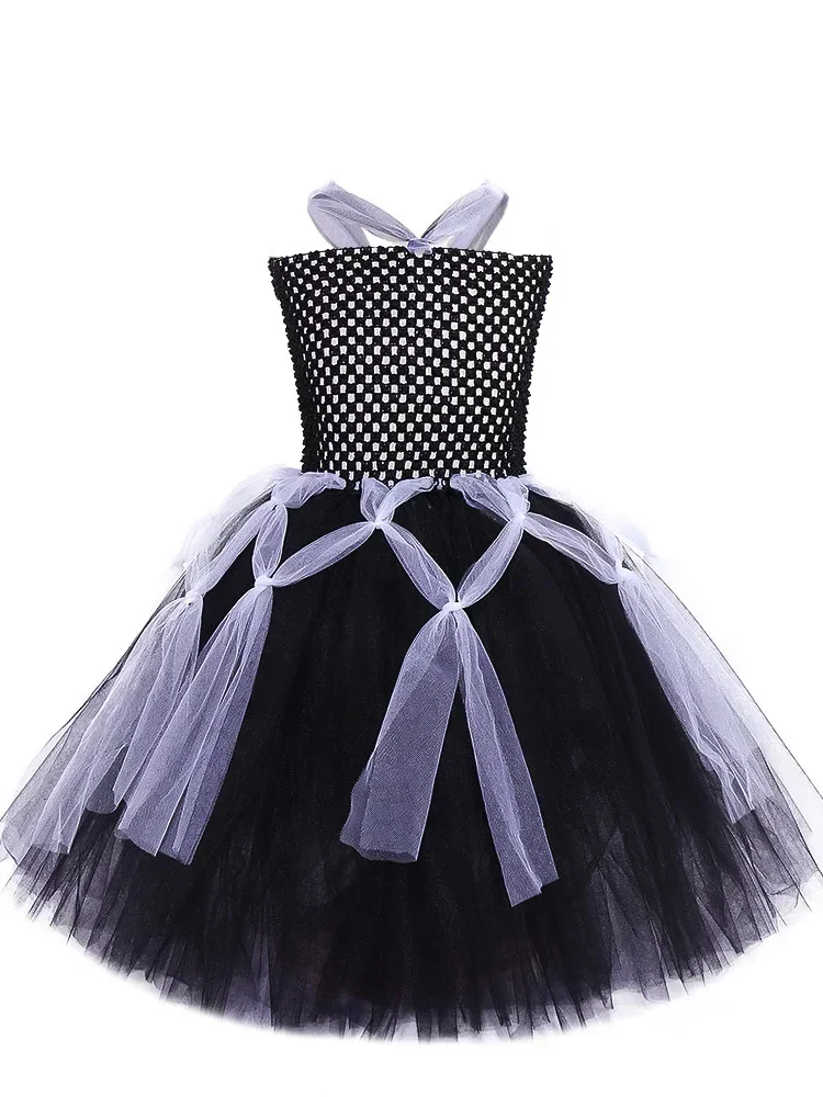 Makeup ball girl princess dress cosplay black spider web tutu dress Halloween children's clothing